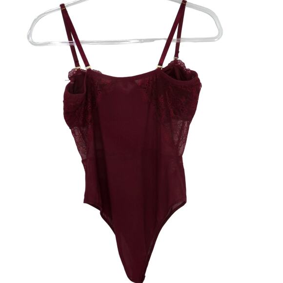 Blashe 1990s Vintage Wine Red Lace Lingerie Cami Bodysuit Large Sexy - Picture 4 of 5